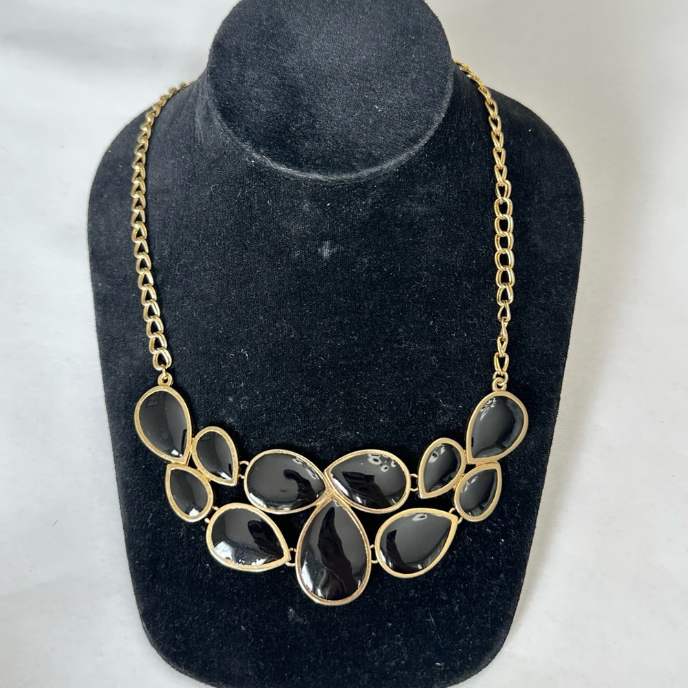 Women’s Premier Designs‎ gold tone and black stone statement necklace